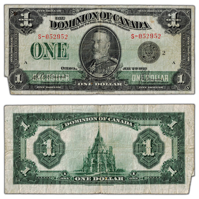 $1 1923 Dominion of Canada Black Seal Series S DC-25f - Missing Corner
