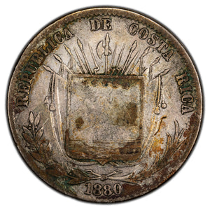 SOLD Costa Rica 1880 50 Centavos Silver Coin KM #124