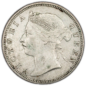 Straits Settlements 1891 20 Cents Silver Coin KM #12 - Cleaned