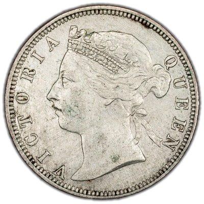 Straits Settlements 1891 20 Cents Silver Coin KM #12 - Cleaned