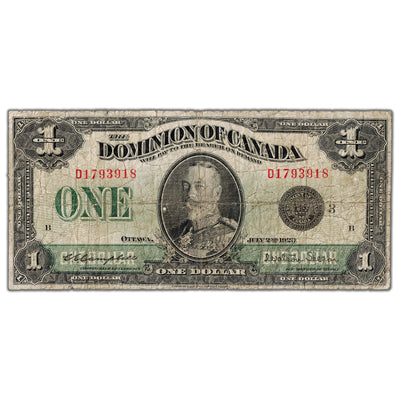 $1 1923 Dominion of Canada Note Black Seal Series D DC-25n - VG