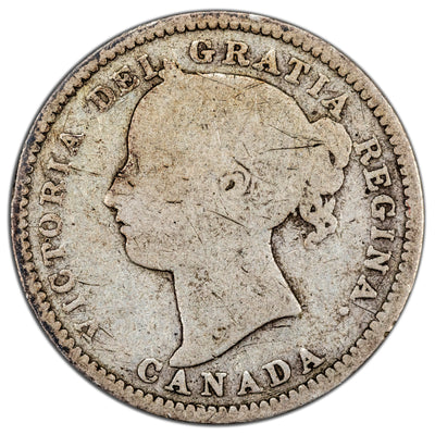 Canada 1896 Obverse 6 10 Cents Dime Silver Coin - Good