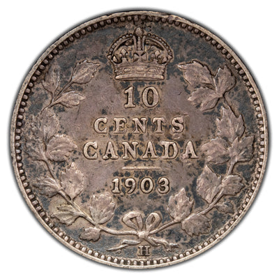Canada 1903-H 10 Cents Dime Silver Coin - Very Fine