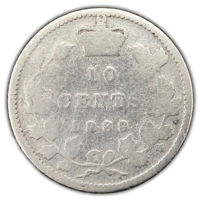 Canada 1889 10 Cents Dime Silver Coin Key Date! - aG