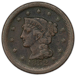 SOLD United States 1852 Braided Hair Large Cent Coin