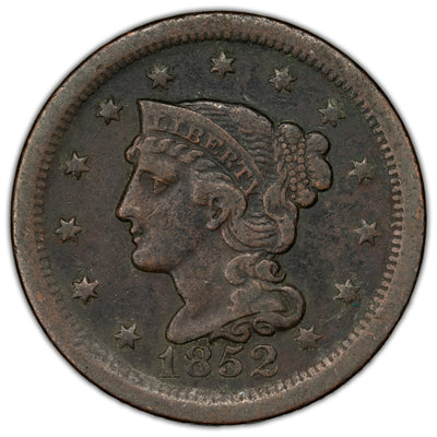 United States 1852 Braided Hair Large Cent Coin