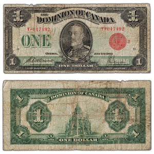 $1 1923 Dominion of Canada Note Red Seal Series Y DC-25g - Circulated