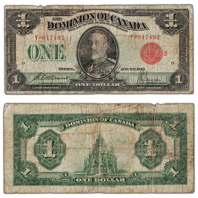 $1 1923 Dominion of Canada Note Red Seal Series Y DC-25g - Circulated