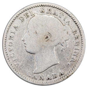SOLD Canada 1891 22 Leaves 10 Cents Dime Silver Coin - G-4 (cleaned)