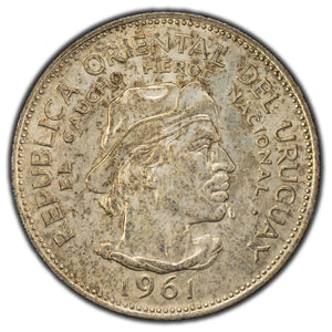 SOLD Uruguay 1961 10 Pesos Silver Coin KM #43