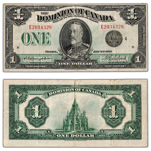 SOLD $1 1923 Dominion of Canada Note Black Seal Series E DC-25o - VF