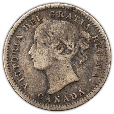 SOLD Canada 1875-H 10 Cents Dime Silver Coin Key Date! - Very Good