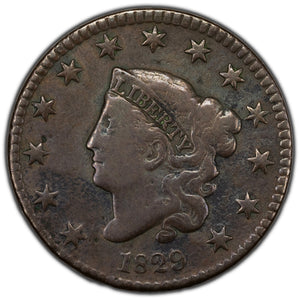 SOLD United States 1829 Large Letters 1 One Cent Matron Head Coin