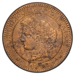 France 1888 10 Centimes Coin KM #815.1