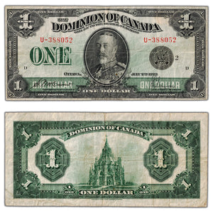 $1 1923 Dominion of Canada Note Black Seal Series U DC-25f - VF