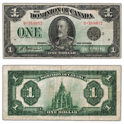 $1 1923 Dominion of Canada Note Black Seal Series U DC-25f - VF
