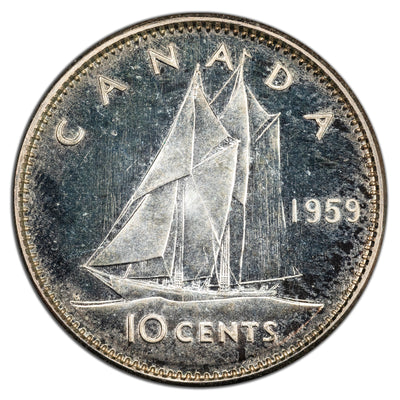 Canada 1959 10 Cents Dime Silver Coin - Proof Like