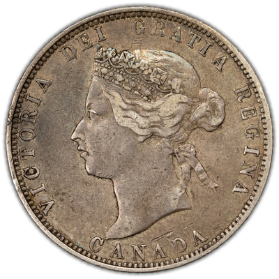 Canada 1872-H 25 Cents Quarter Silver Coin - Very Fine