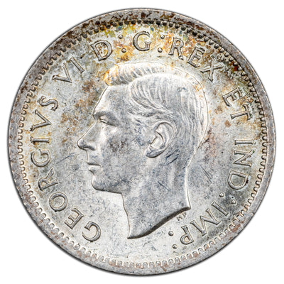 Canada 1937 10 Cents Dime Silver Coin - AU-50