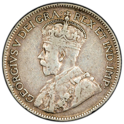 Canada 1936 Dot 25 Cents Quarter - Fine +