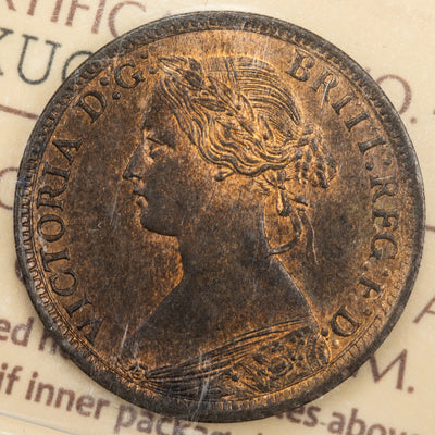 SOLD Nova Scotia 1864 1/2 Half Cent Coin - ICCS MS-62 Red & Brown