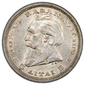 SOLD Lithuania 1936 5 Litai Silver Coin KM #82