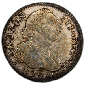 SOLD Spain 1774 MPJ 2 Reales Silver Coin KM #412