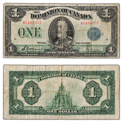$1 1923 Dominion of Canada Note Blue Seal Series A DC-25h - VG/F