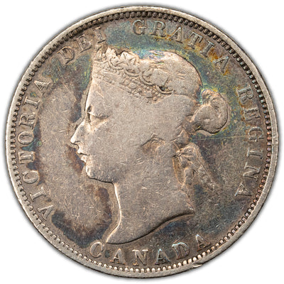 SOLD Canada 1875-H 25 Cents Quarter Silver Coin Key Date! - Very Good (cleaned)
