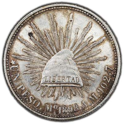 Mexico Restrike 1898 (c.1949) Peso Silver Coin KM #409.2