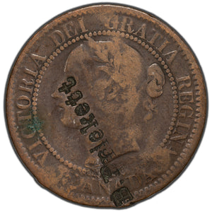 SOLD Canada 1859 1 One Large Cent Coin - Counterstamped " B. Prickett"