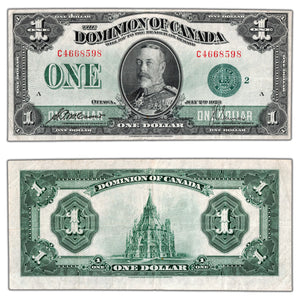SOLD $1 1923 Dominion of Canada Note Green Seal Series C DC-25j - VF/EF