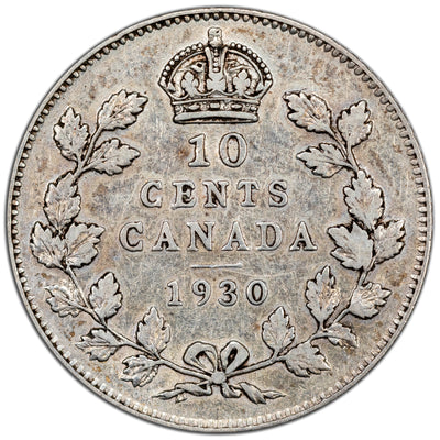 Canada 1930 10 Cents Dime Silver Coin - VF-30