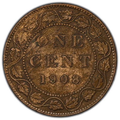 Canada 1908 1 Large Cent Coin - EF