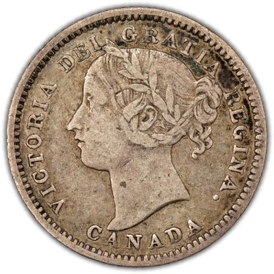 SOLD Canada 1893 Flat Top 3 Obverse 6 10 Cents Dime Silver Coin - Fine
