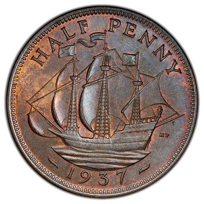 Great Britain 1937 1/2d Half Penny Coin - Uncirculated