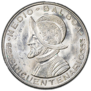 SOLD Panama 1953 1/2 Balboa Silver Coin KM #20 - Nice UNC