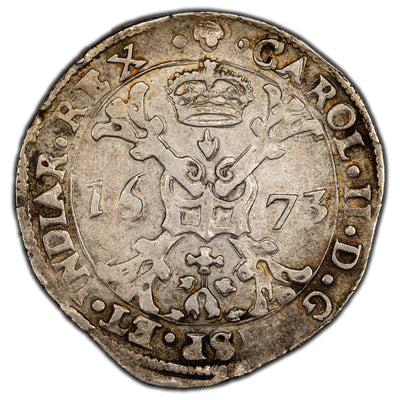 Spanish Netherlands Brabant 1673 Patagon Silver Coin KM #81