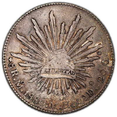Mexico 1880 Mo MH 8 Reales Silver Coin #377.10