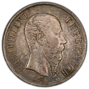 SOLD Mexico Empire of Maximilian 1866 Mo 1 One Peso Silver Coin  KM #388