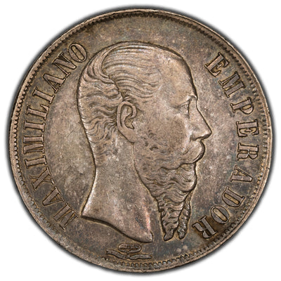 SOLD Mexico Empire of Maximilian 1866 Mo 1 One Peso Silver Coin  KM #388