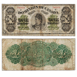 SOLD $1 1878 Dominion of Canada Note Payable at Toronto DC-8f - VG+