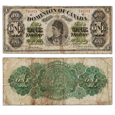 SOLD $1 1878 Dominion of Canada Note Payable at Toronto DC-8f - VG+
