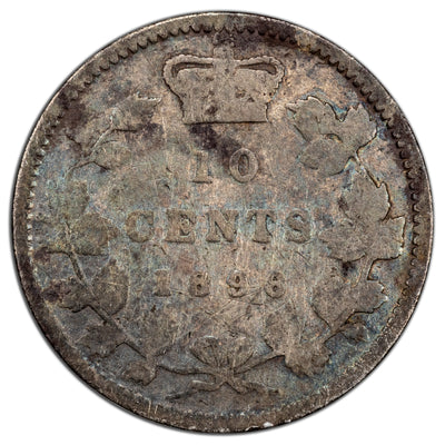 Canada 1896 Obverse 6 10 Cents Dime Silver Coin - Issues