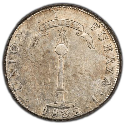 SOLD Chile 1832 Volcanic Peso Silver Coin KM #82 - Scratches/Old Cleaning