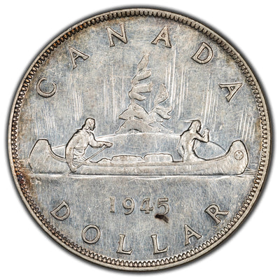 SOLD Canada 1945 2xHP $1 Silver Dollar Coin - Hairlines