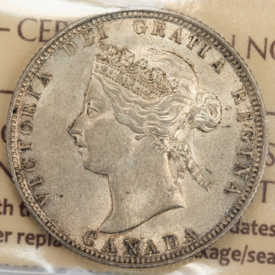 SOLD Canada 1874-H 25 Cents Quarter Silver Coin - ICCS MS-62