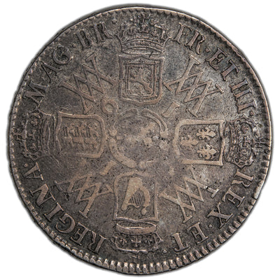 Great Britain 1691 William & Mary Half Crown Silver Coin
