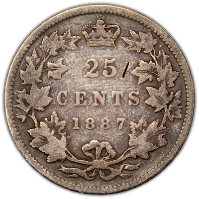 SOLD Canada 1887 25 Cents Quarter Silver Coin - Good