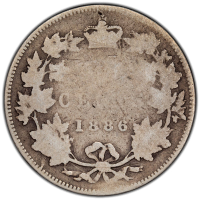 Canada 1886 Obverse 4 Short Bough Ends 25 Cents Quarter Silver Coin